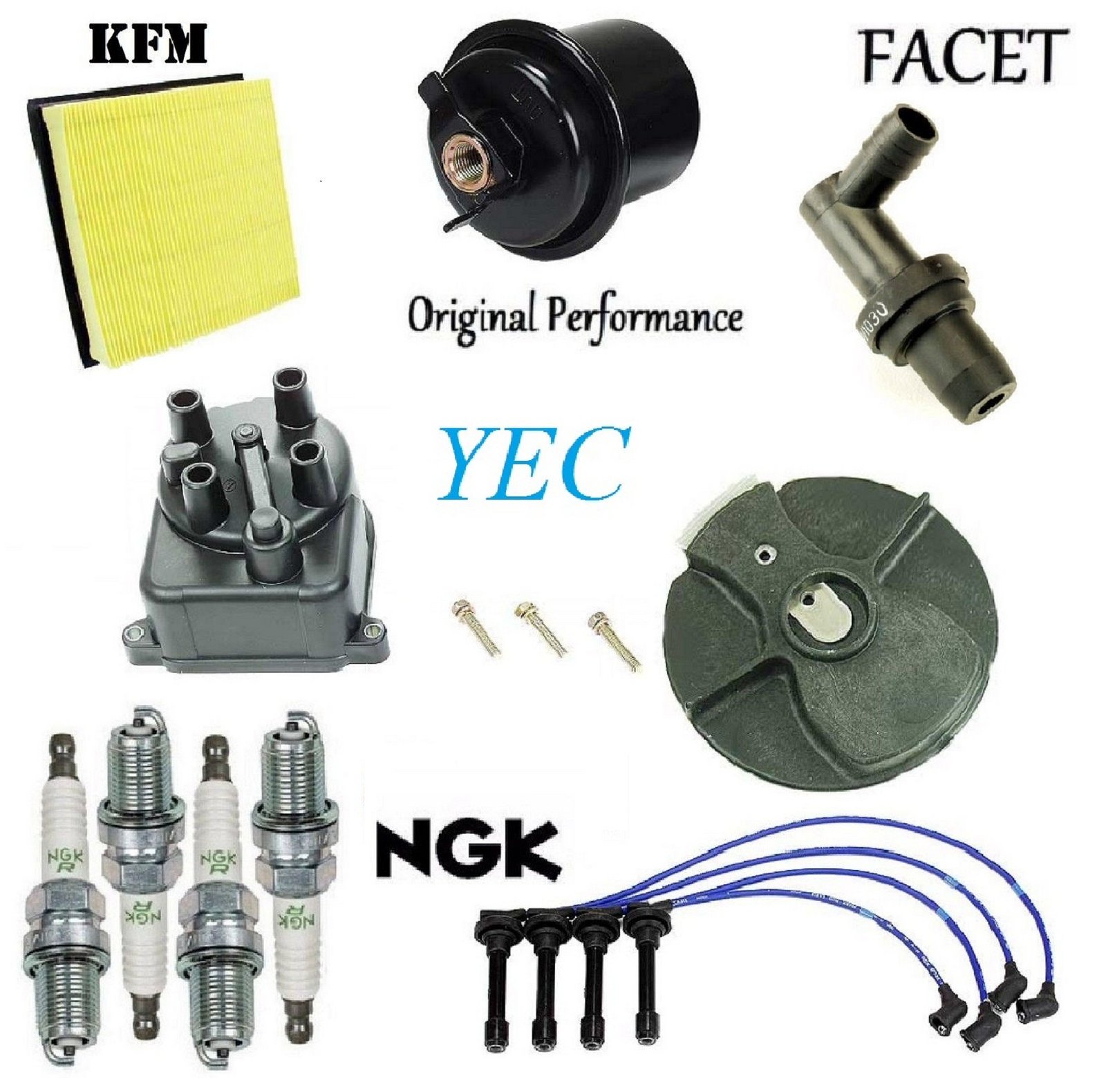 NGK Tune Up Kit for 1998 Honda CR-V 2.0L - Includes Air Filter, Oil Filter, Fuel Filter, Distributor Cap, Rotor, Spark Plug Wires & Spark Plugs | Complete Engine Maintenance Kit for Smooth Performance & Fuel Efficiency