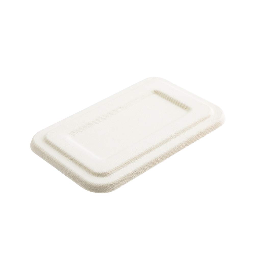 Pulp Tek White Lids for 2-Compartment Takeout Containers - 100 Bagasse Lids for 34oz Containers (Containers Sold Separately) | Eco-Friendly Sugarcane Fiber Lids | Perfect for Restaurants, Catering & Food Delivery Services