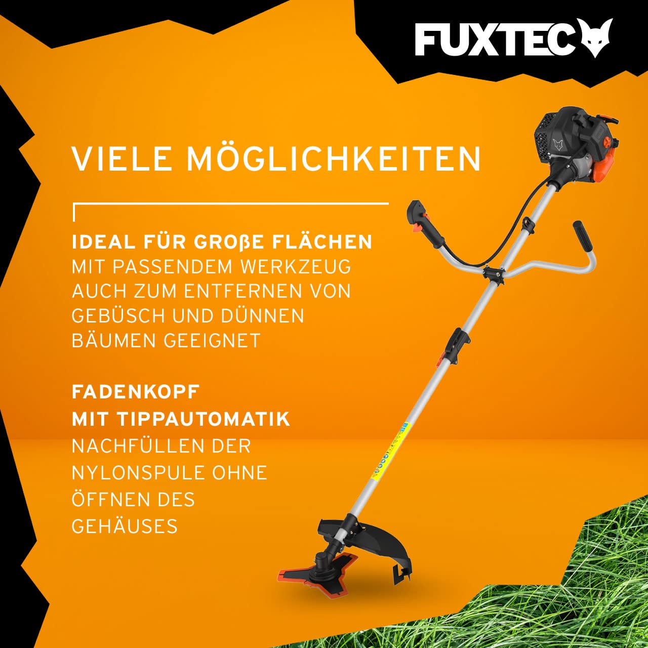 FUXTEC FX-MS152 52cc 2-in-1 Gas Grass Trimmer & Brush Cutter with 3HP 2-Stroke Engine, Professional Shoulder Strap & Easy Start System - Ideal for Lawn Care, Yard Maintenance and Professional Landscaping