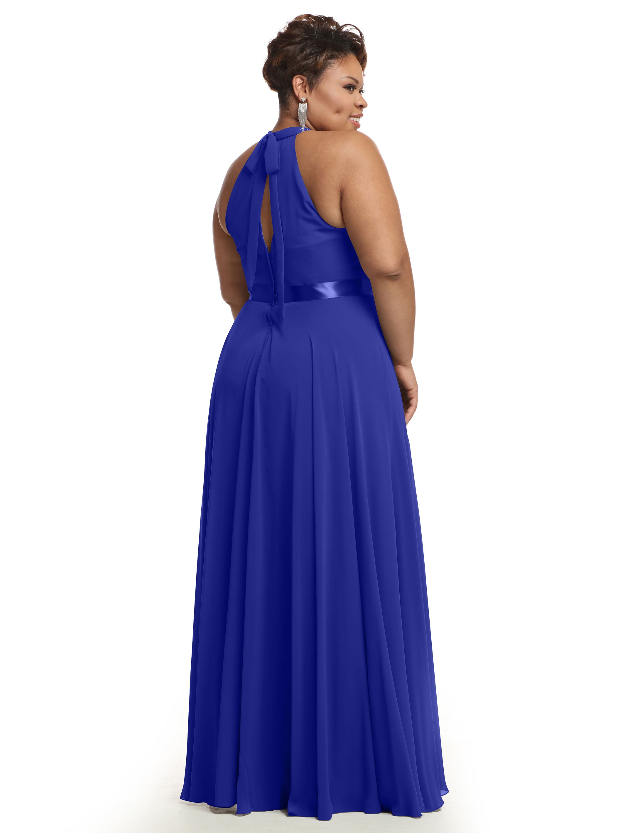 Elegant A-Line Chiffon Bridesmaid Dress with Halter Neckline - Perfect for Weddings, Formal Events & Special Occasions