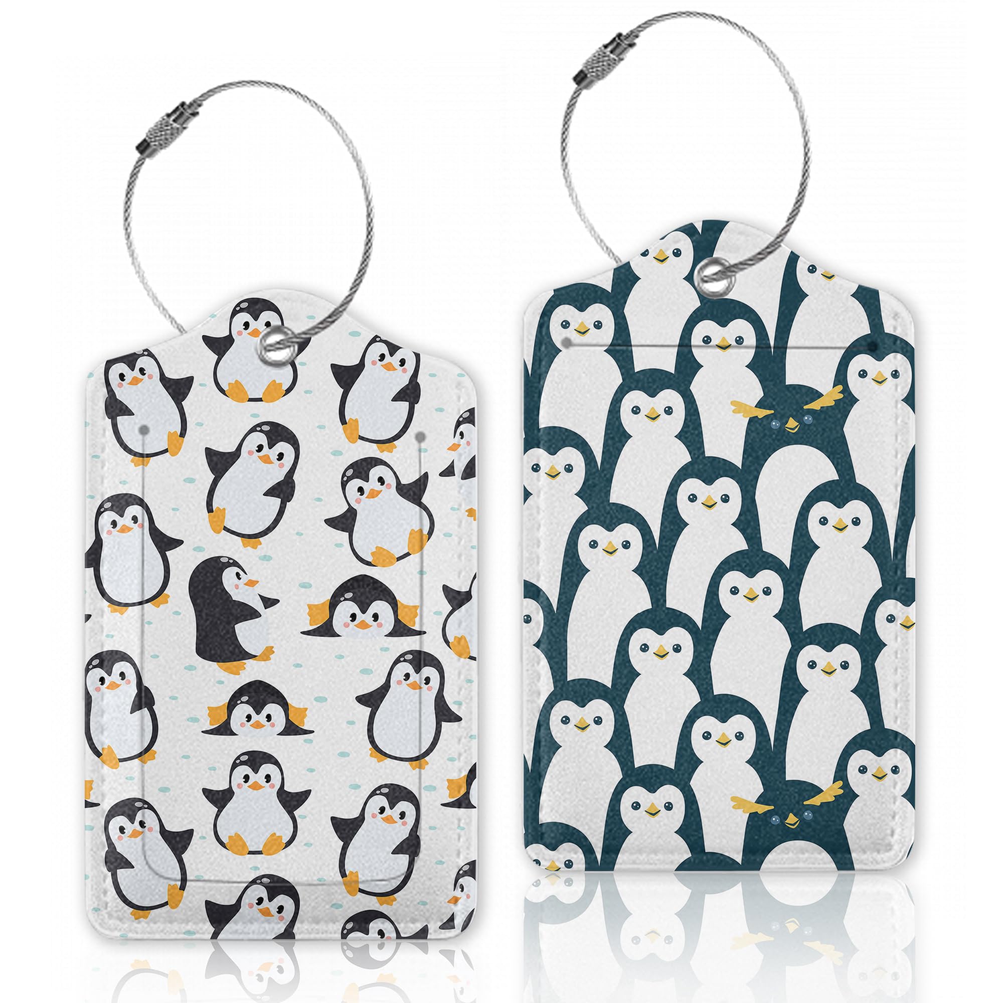 2 Pack Cute Penguin Luggage Tags - Durable Suitcase ID Labels with Privacy Cover for Travel Backpack, Suitcase & Carry-On - Perfect for Women & Men Travel Accessories (Ideal for Airports, Cruise Ships & Business Trips)