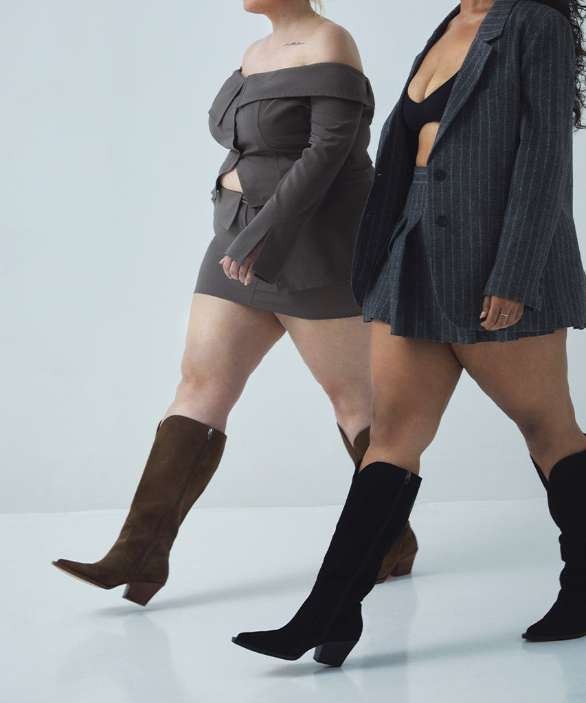 Raj Wide Calf Boots for Women - Onyx Suede Comfortable Ankle Boots for Wide Feet | Perfect for Casual Wear, Office & Outdoor Activities