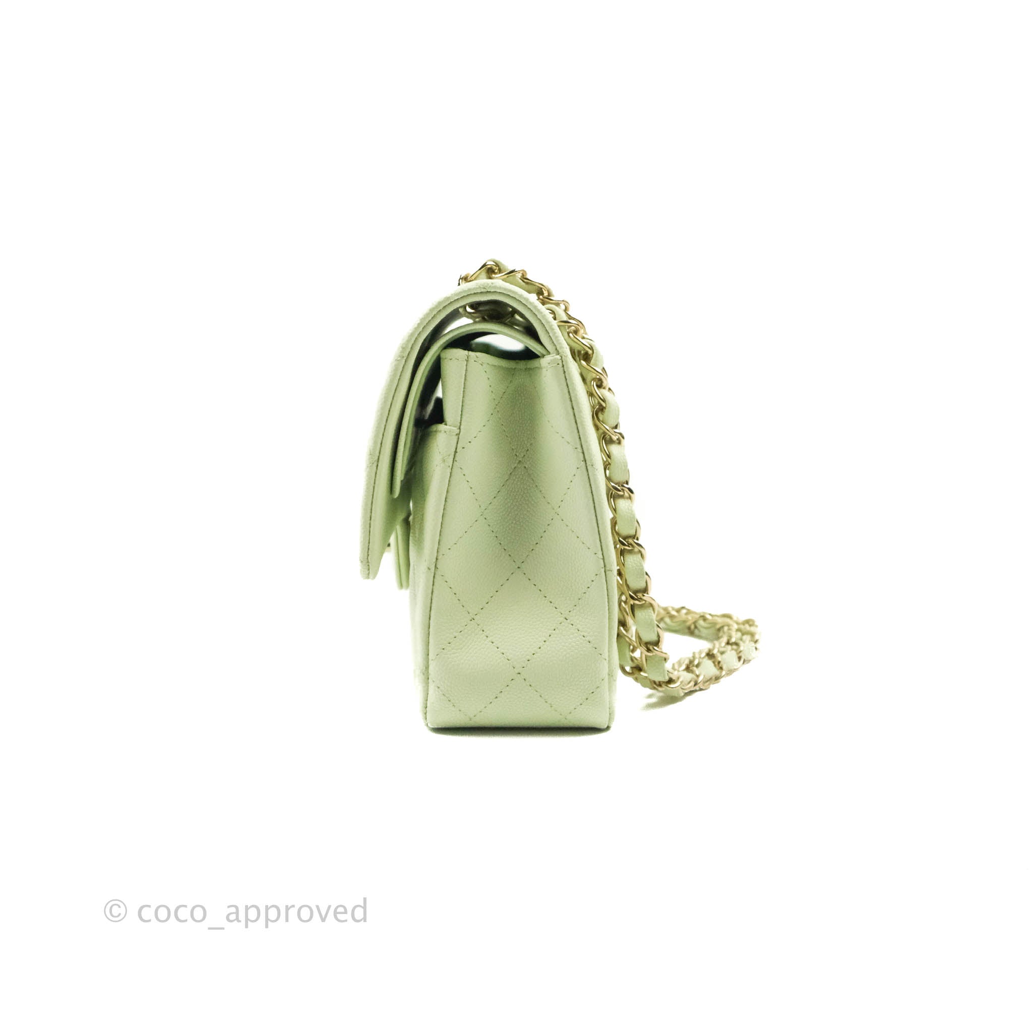 Chanel Classic M/L Medium Flap Bag in Quilted Avocado Green Caviar Leather with Gold Hardware - Luxury Handbag for Women, Perfect for Parties, Work & Everyday Use