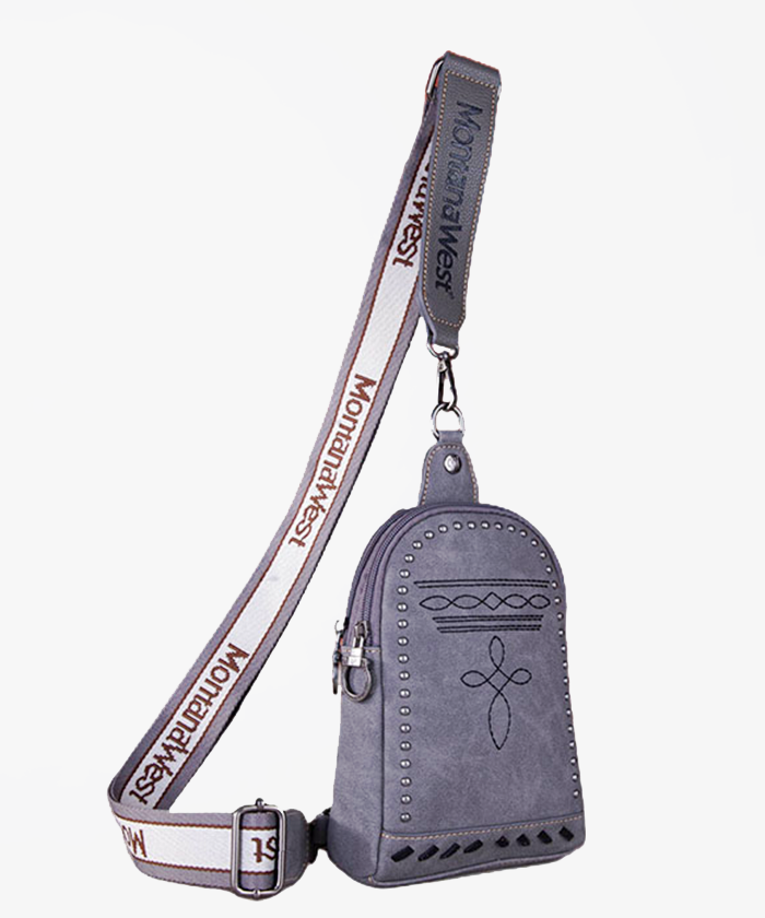 Montana West Embroidery Leather Sling Bag for Women - Stylish Crossbody Purse with Adjustable Strap, Perfect for Travel, Shopping & Everyday Use