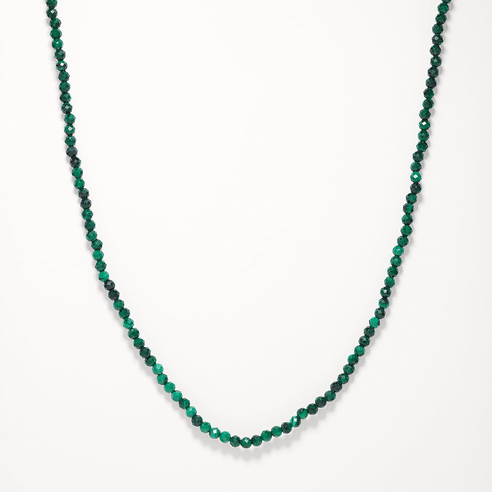 Micro Malachite Bead Necklace in Gold - Elegant Green Gemstone Jewelry for Women, Perfect for Everyday Wear, Office & Special Occasions