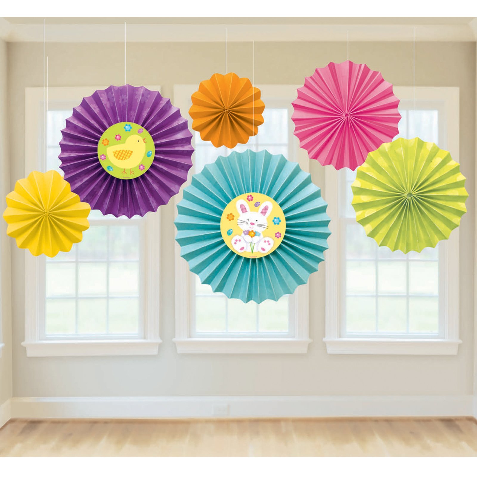 Easter Paper Fan Decorations - Colorful Party Supplies for Easter Celebrations, Home Decor, and Spring Festivities