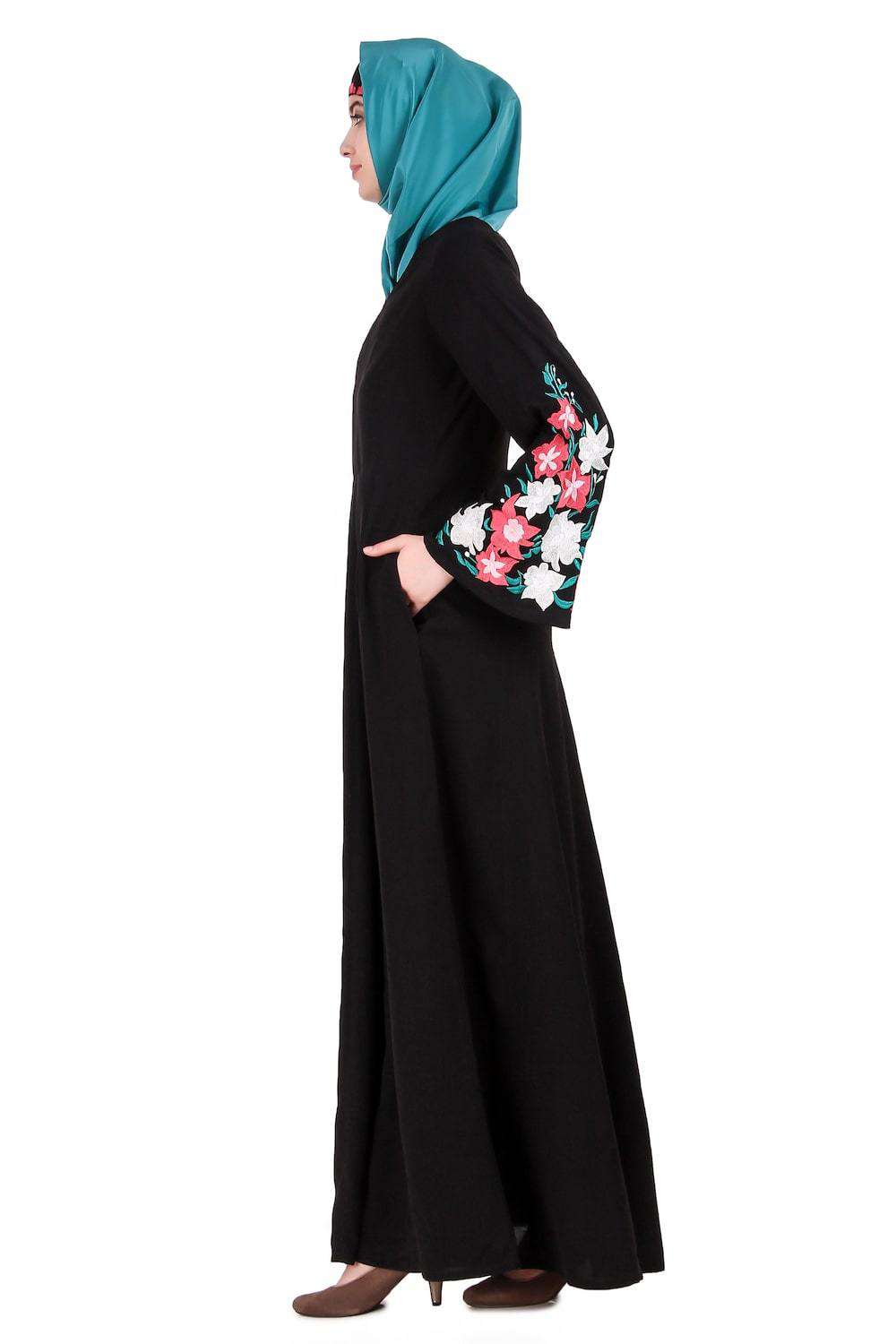 Embellished Bell Sleeve Umbrella Abaya Dress - Elegant Muslim Women's Prayer Dress for Special Occasions & Mosque Wear