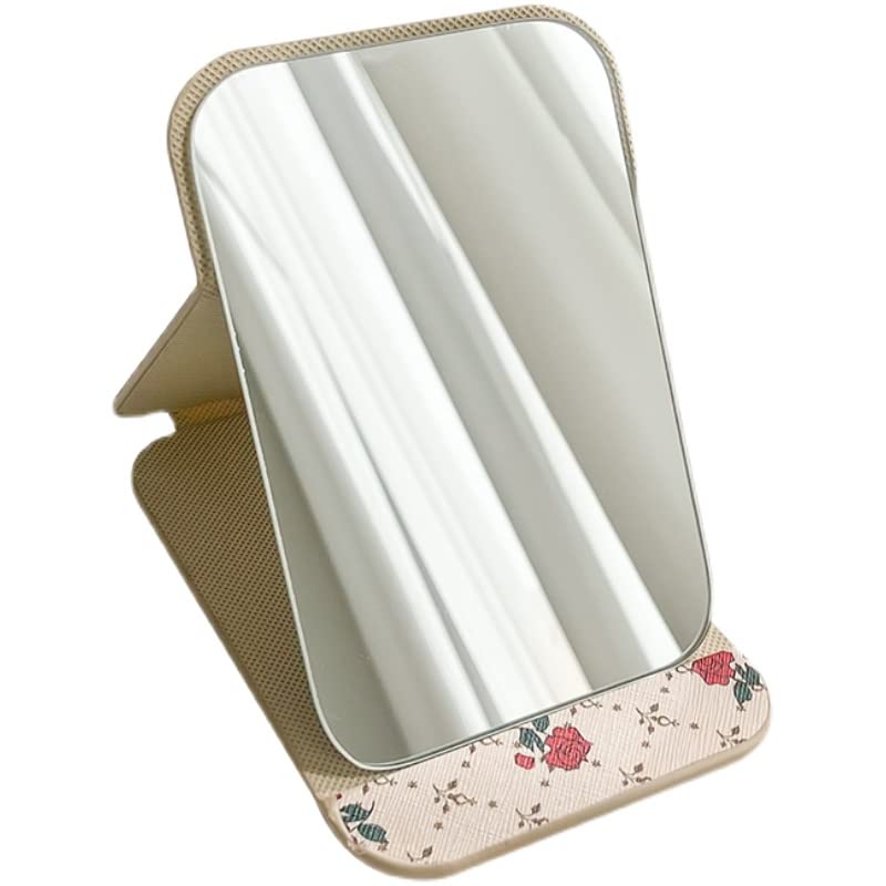 Portable Folding Travel Mirror - Adjustable Rectangular Vanity Makeup Mirror with PU Cover, Ultra-Thin Lightweight Design for Home, Travel & Camping | Perfect for Makeup, Shaving & Personal Grooming On-The-Go