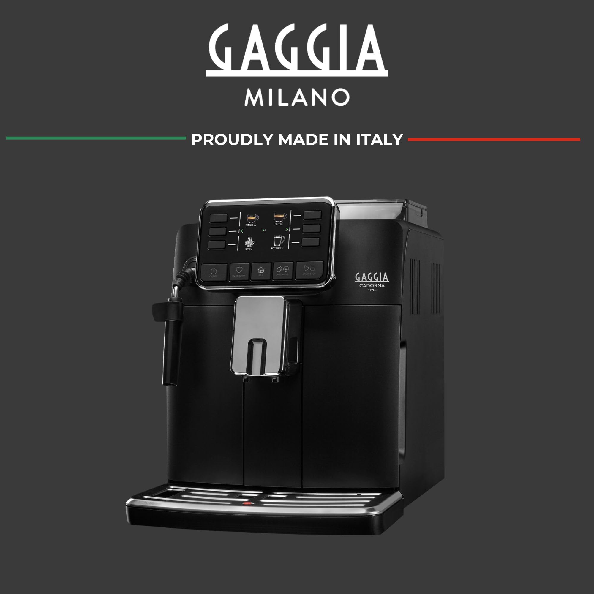 Gaggia Cadorna Style RI9600/01 Automatic Espresso & Cappuccino Machine - 1900W Coffee Maker for Whole Bean or Ground Coffee, 2-Cup Capacity, Black, Made in Italy - Perfect for Home Baristas & Coffee Lovers
