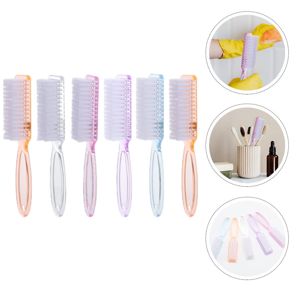 Healvian 6-Piece Nail Cleaning Brush Set with Ergonomic Handle - Durable Nail Scrub Brush for Fingernails & Toes - Perfect for Pedicure, Manicure & Hygiene Care - Ideal for Men & Women (Random Colors) - Home Spa, Salon & Travel Essential