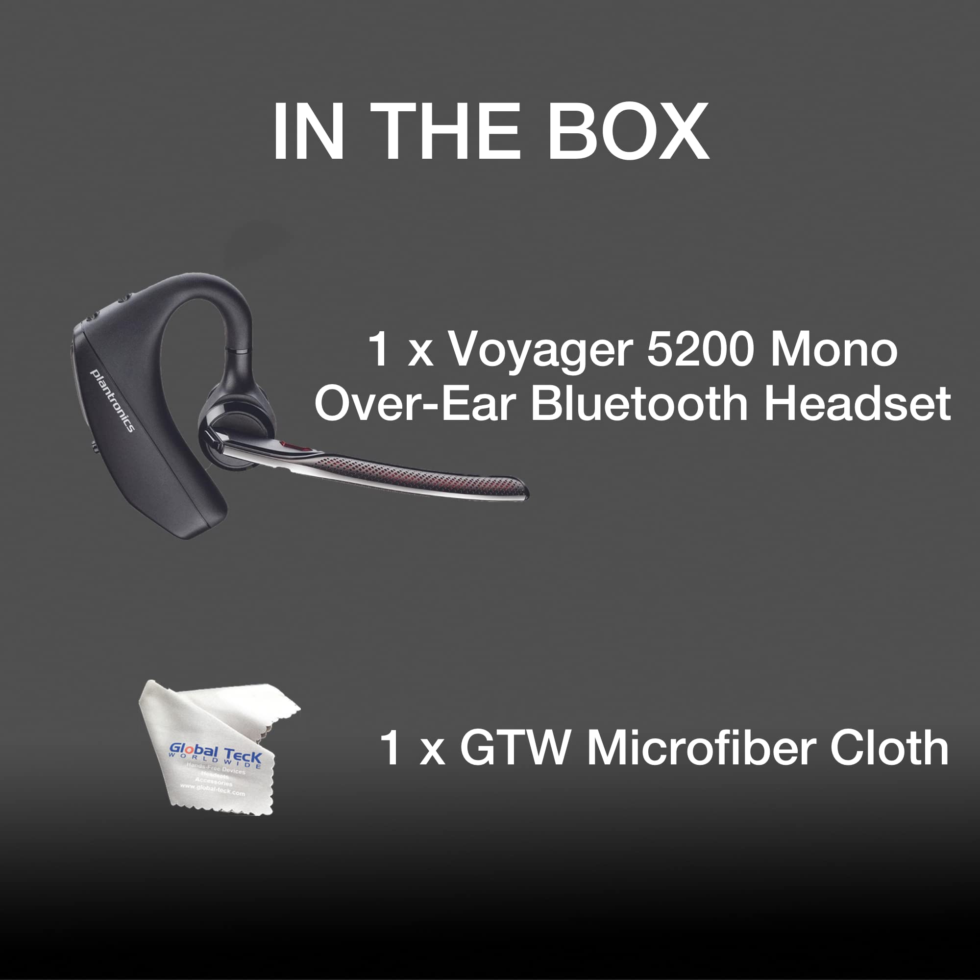 Plantronics Voyager 5200 Mono Bluetooth Headset - Wireless Over-Ear Headset with Noise Cancelling Mic for Business Calls, Office, Remote Work - Compatible with Avaya J179, Smartphones, PC, Mac, Tablet, Softphones, Zoom Meetings