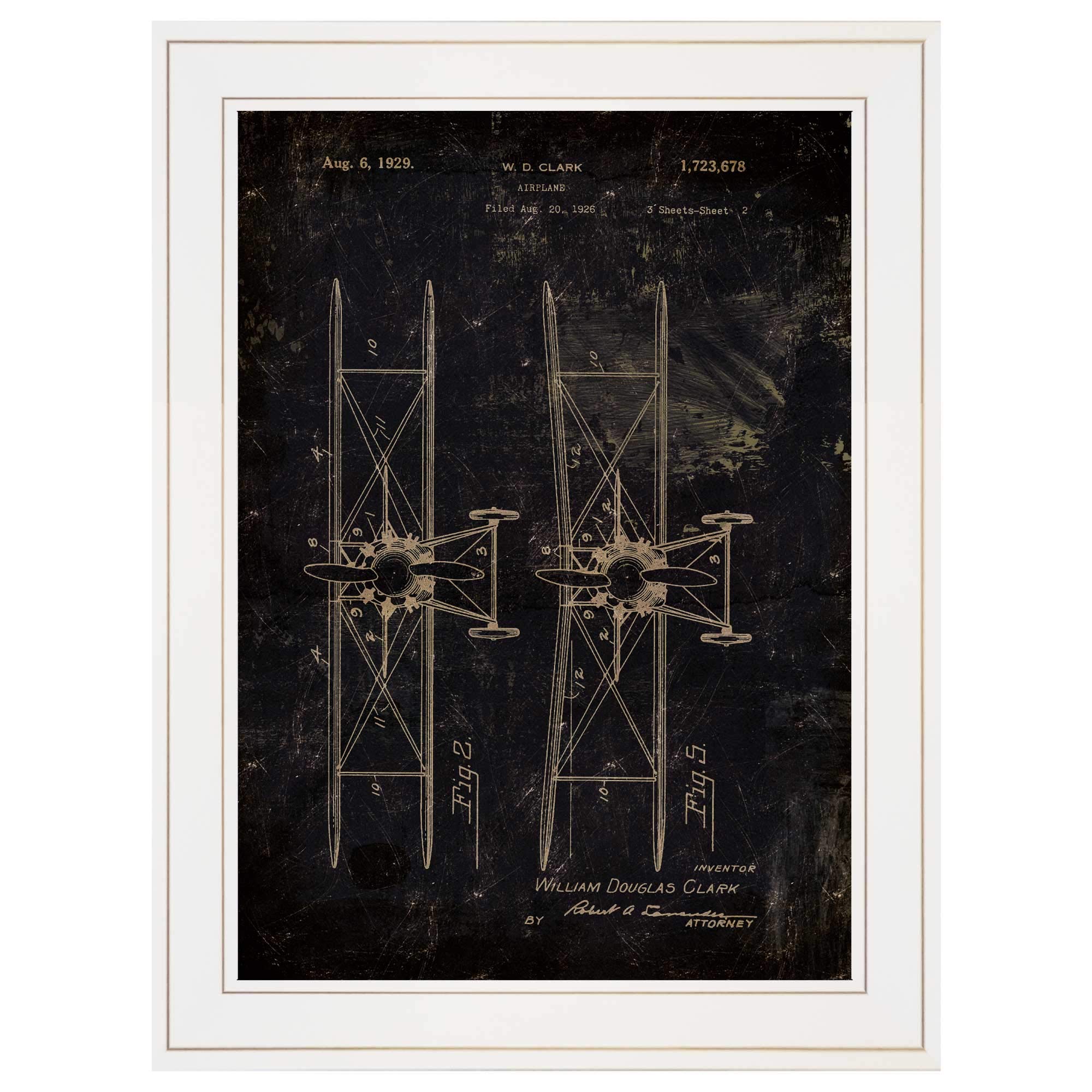 Vintage Airplane Patent Wall Art - Framed Print for Living Room & Bedroom Decor - White Frame by Cloverfield & Co. | Perfect for Home Office, Nursery & Modern Interior Design