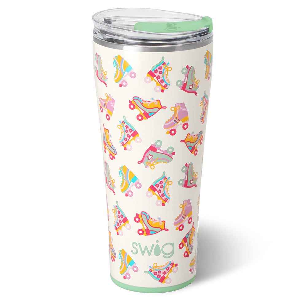 32oz Insulated Roller Rink Tumbler with Lid & Straw - Leakproof Stainless Steel Water Bottle for Skating, Gym, Work & Outdoor Activities