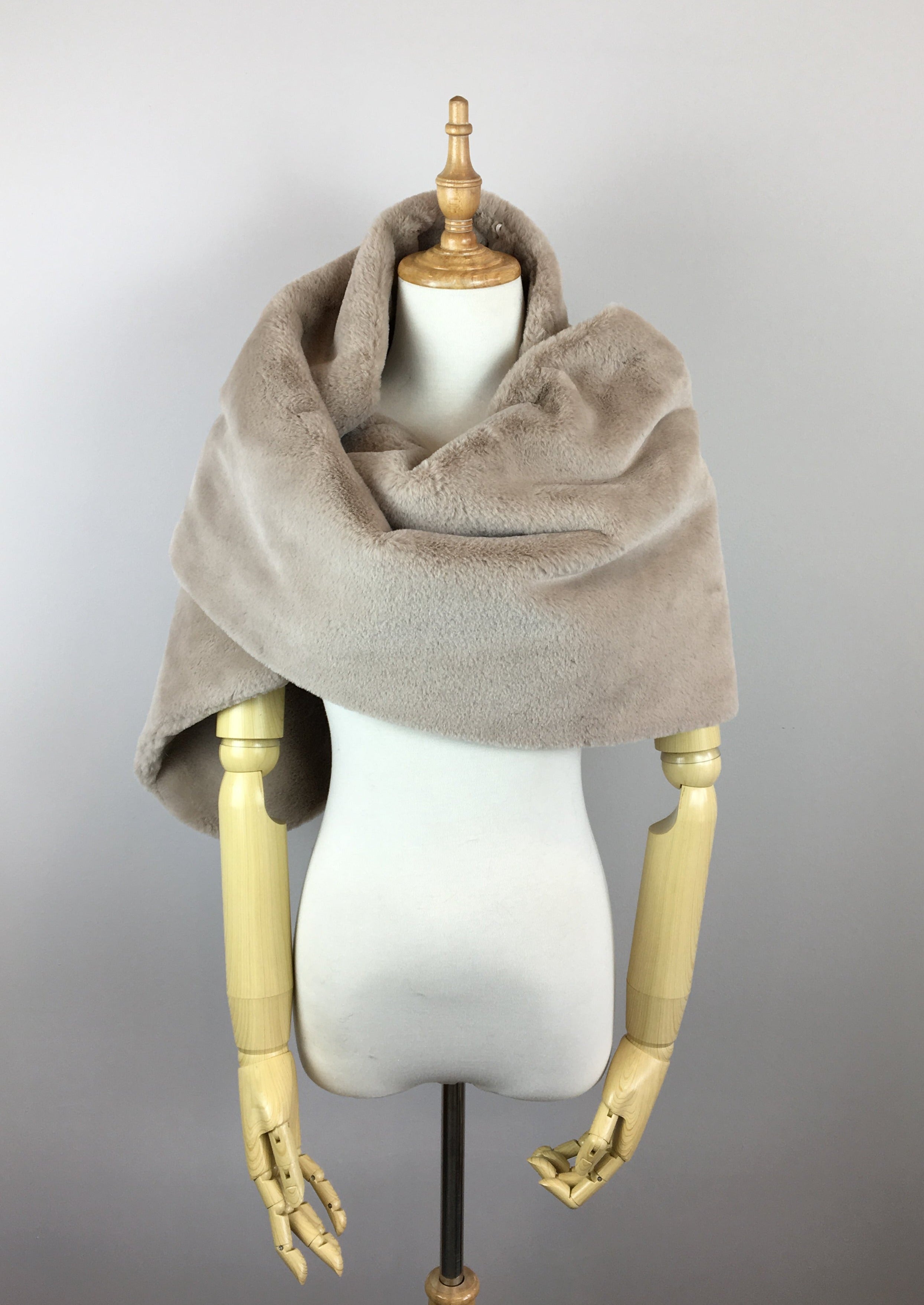 Light Brown Double Sided Fur Shawl Wrap - Soft & Luxurious Winter Scarf for Women (Jenny Brw05) - Perfect for Cold Weather, Evening Outfits & Holiday Fashion