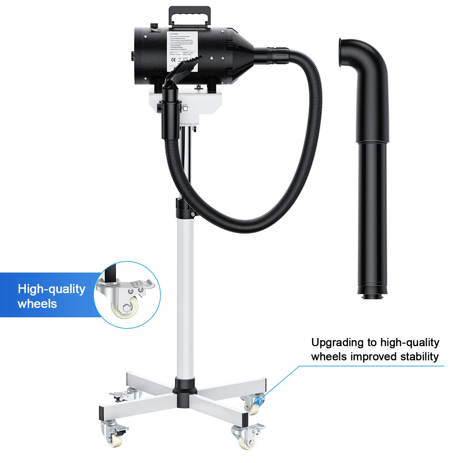 Professional Dog Grooming Dryer Stand - Adjustable Speed & Heat High Velocity Pet Hair Dryer for Home & Salon Use - Perfect for Dogs & Cats After Bathing or Grooming
