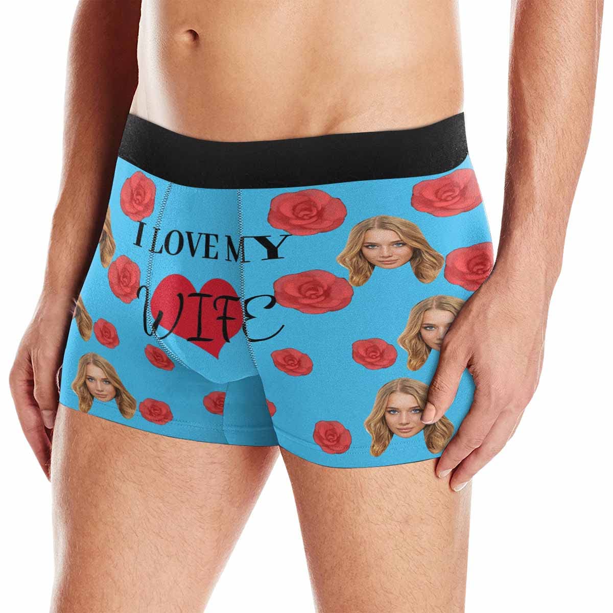 Custom Personalized Men's Boxer Briefs with Red Rose Heart Print - Perfect for Valentine's Day Gifts, Anniversary Presents & Romantic Occasions