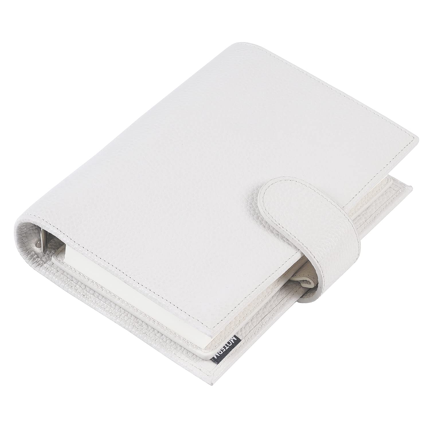 HBNNBV Genuine Cowhide Leather Planner - Pebbled Grain Personal Diary, Notebook Organizer, Lined Journal for Women & Men, Travel Sketchbook (Pebbled White) | Perfect for Daily Planning, Work Scheduling & Creative Writing