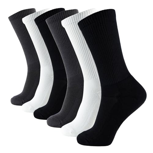 Crew/6 Pairs Blk/Wht/Grey
