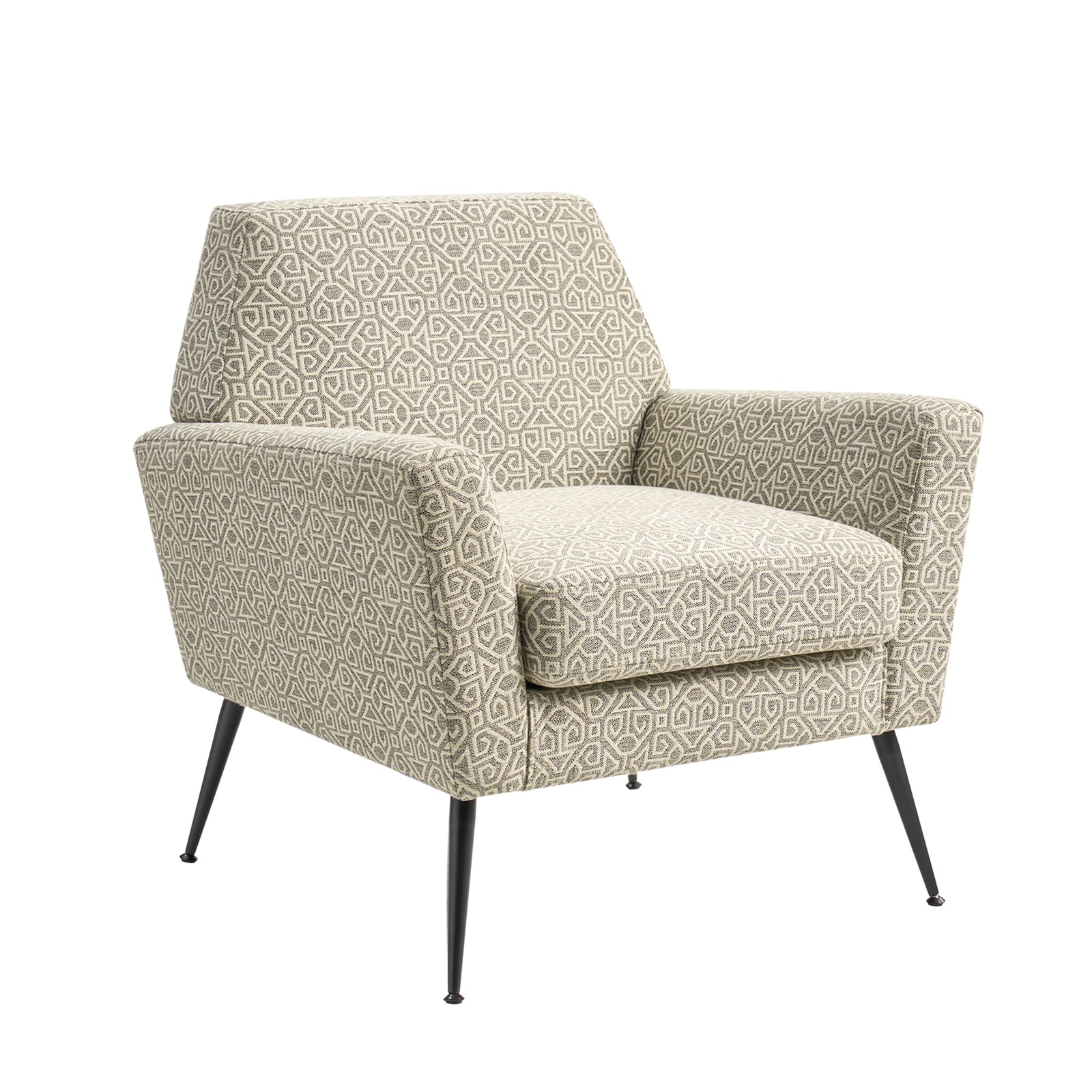 Modern Tony Geometric Pattern Armchair with Square Arms - Stylish Accent Chair for Living Room, Bedroom, or Office - Perfect for Small Spaces and Contemporary Decor