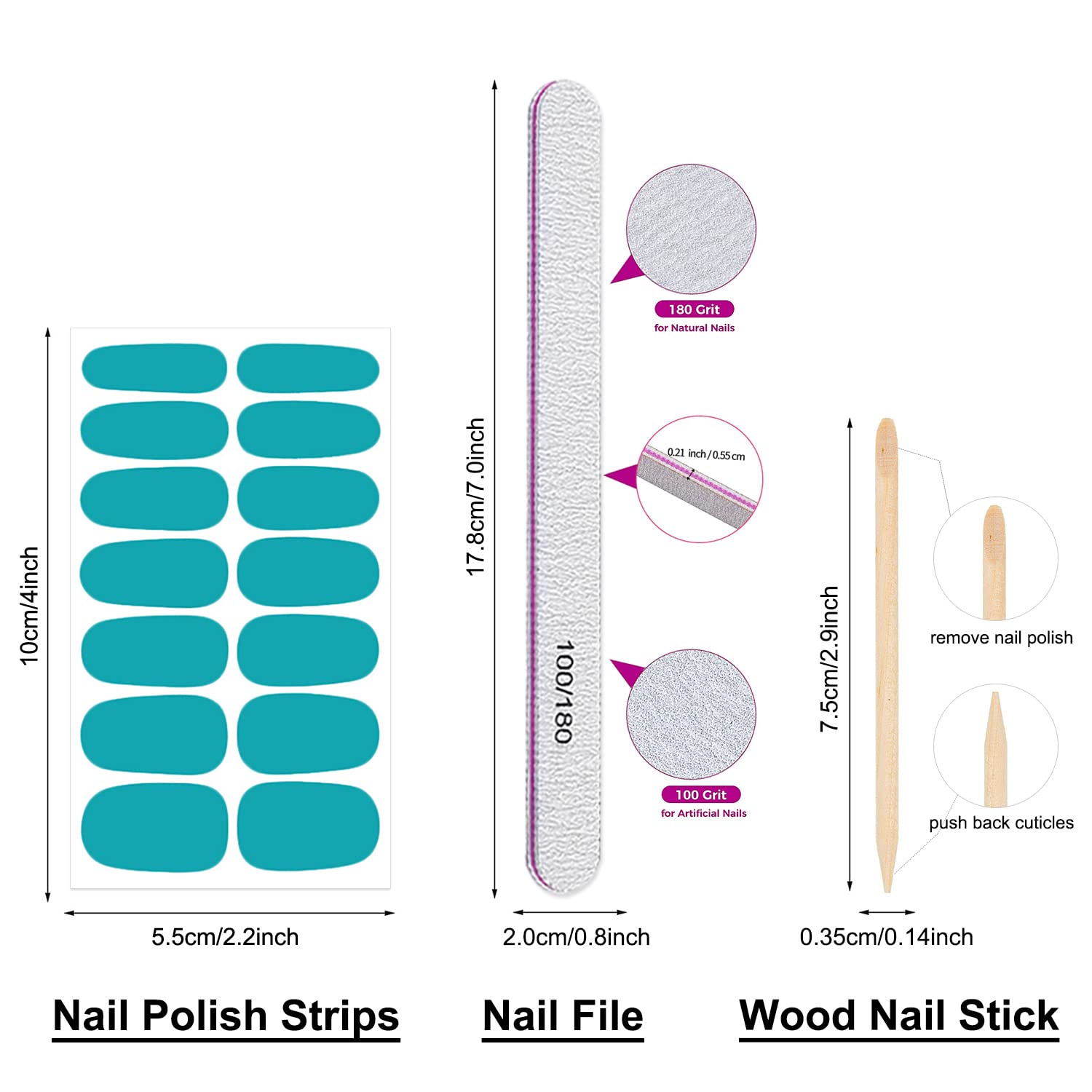 DANNEASY 24 Sheets Solid Color Nail Wraps - Self-Adhesive Nail Polish Strips for Women | DIY Nail Art Kit with Nail File & Cuticle Stick (Dark Shades) | Perfect for Parties, Weddings & Everyday Wear
