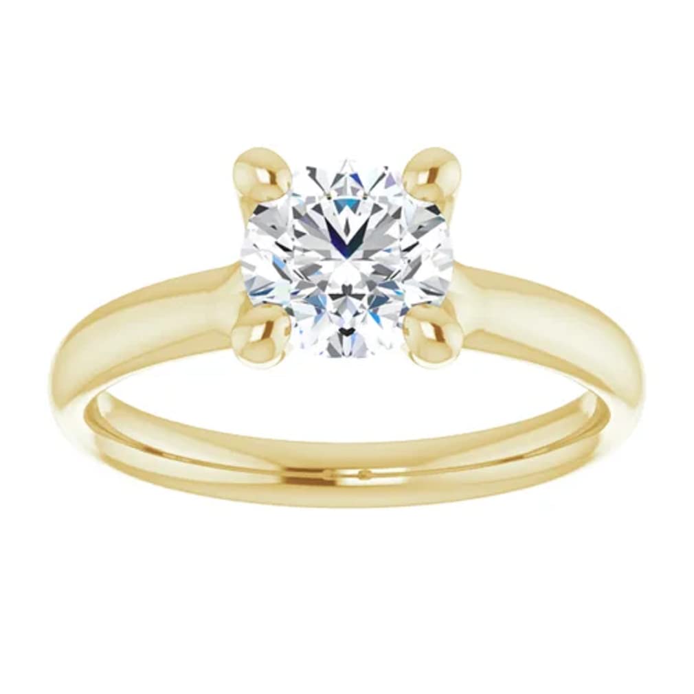 10K Solid Yellow Gold Handmade Moissanite Engagement Ring - 1.0 CT Round Cut Solitaire Wedding Band for Women, Bridal Proposal Ring (Perfect for Anniversaries, Valentine's Day & Special Occasions)