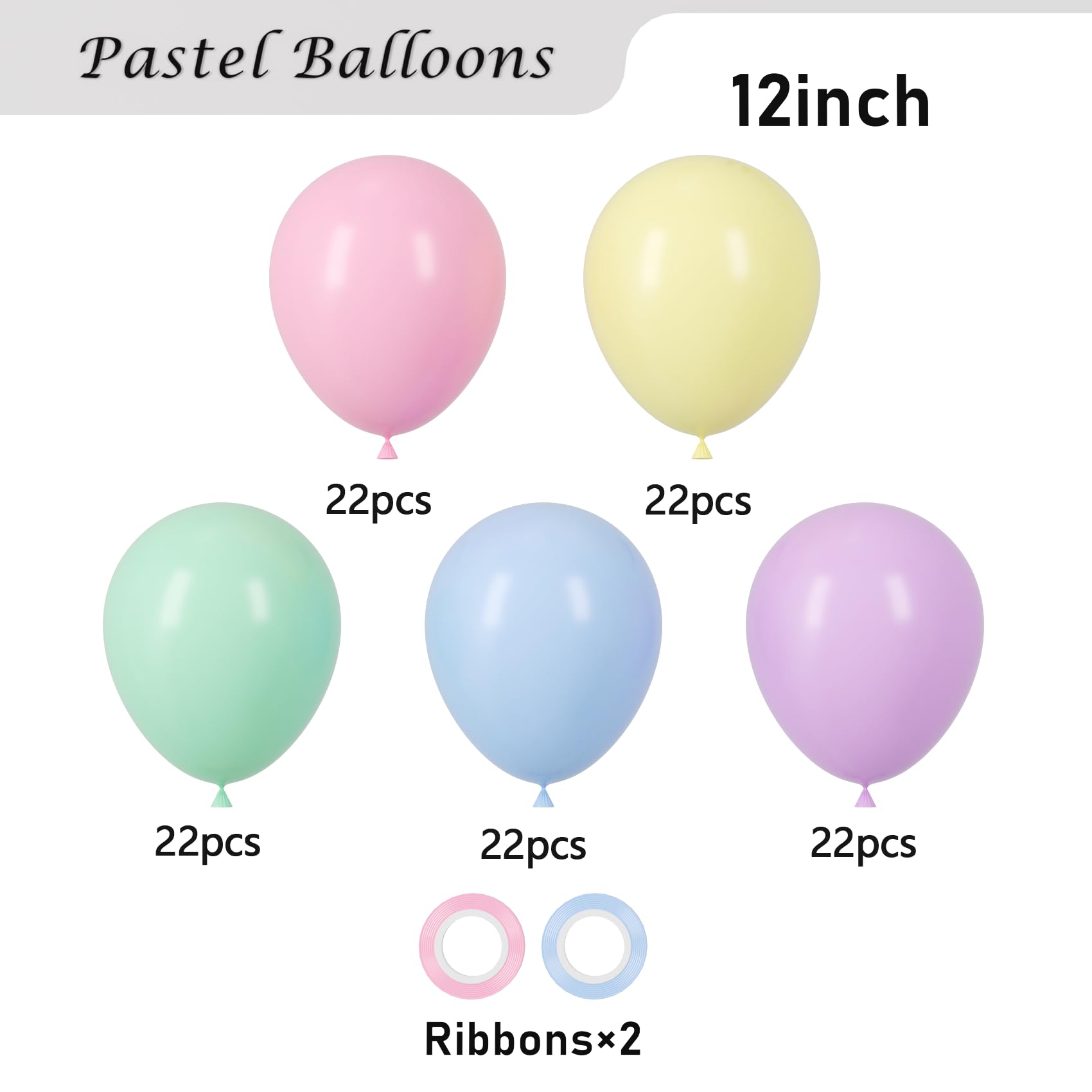 110pcs Pastel Balloons 12 Inch Macaron Latex Party Balloons for Graduation, Easter, Wedding, Birthday, Bridal Shower, Baby Shower & Anniversary Decorations - Perfect for Rainbow Themed Parties, Photo Backdrops & Indoor/Outdoor Celebrations