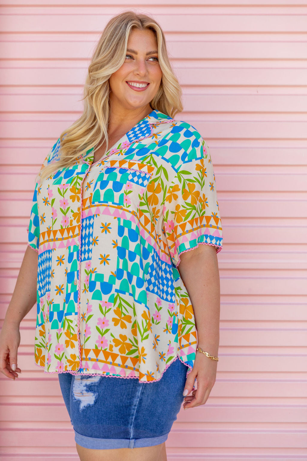 Luella Patch Garden Print Shirt - Stylish Floral Blouse for Women | Perfect for Casual Outings, Office Wear & Spring Fashion