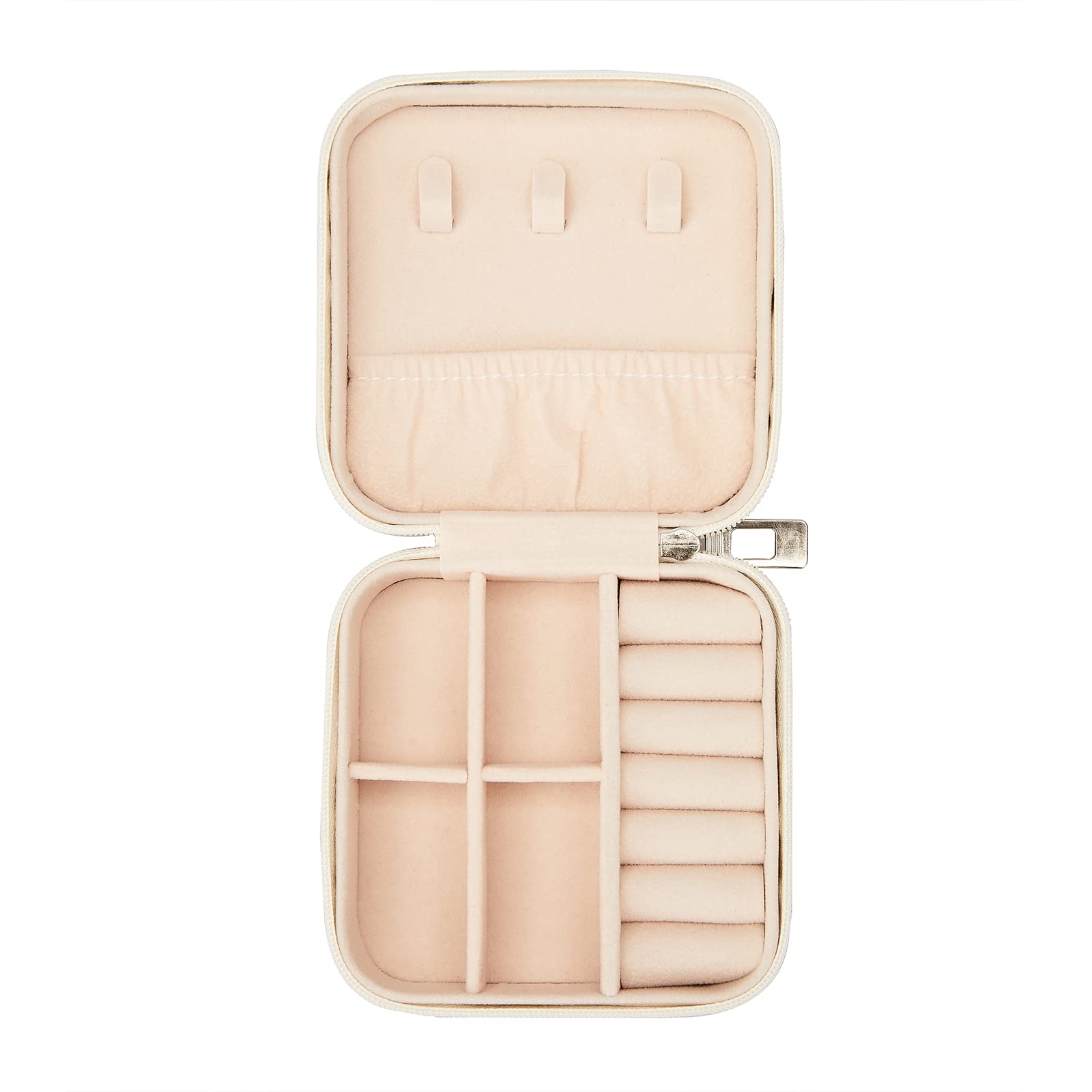 LETURE PU Leather Jewelry Box - Portable Travel Jewelry Organizer for Rings, Necklaces, Earrings & Bracelets - Compact Jewelry Storage Case with Secure Closure (White) - Perfect for Travel, Gifts & Home Organization