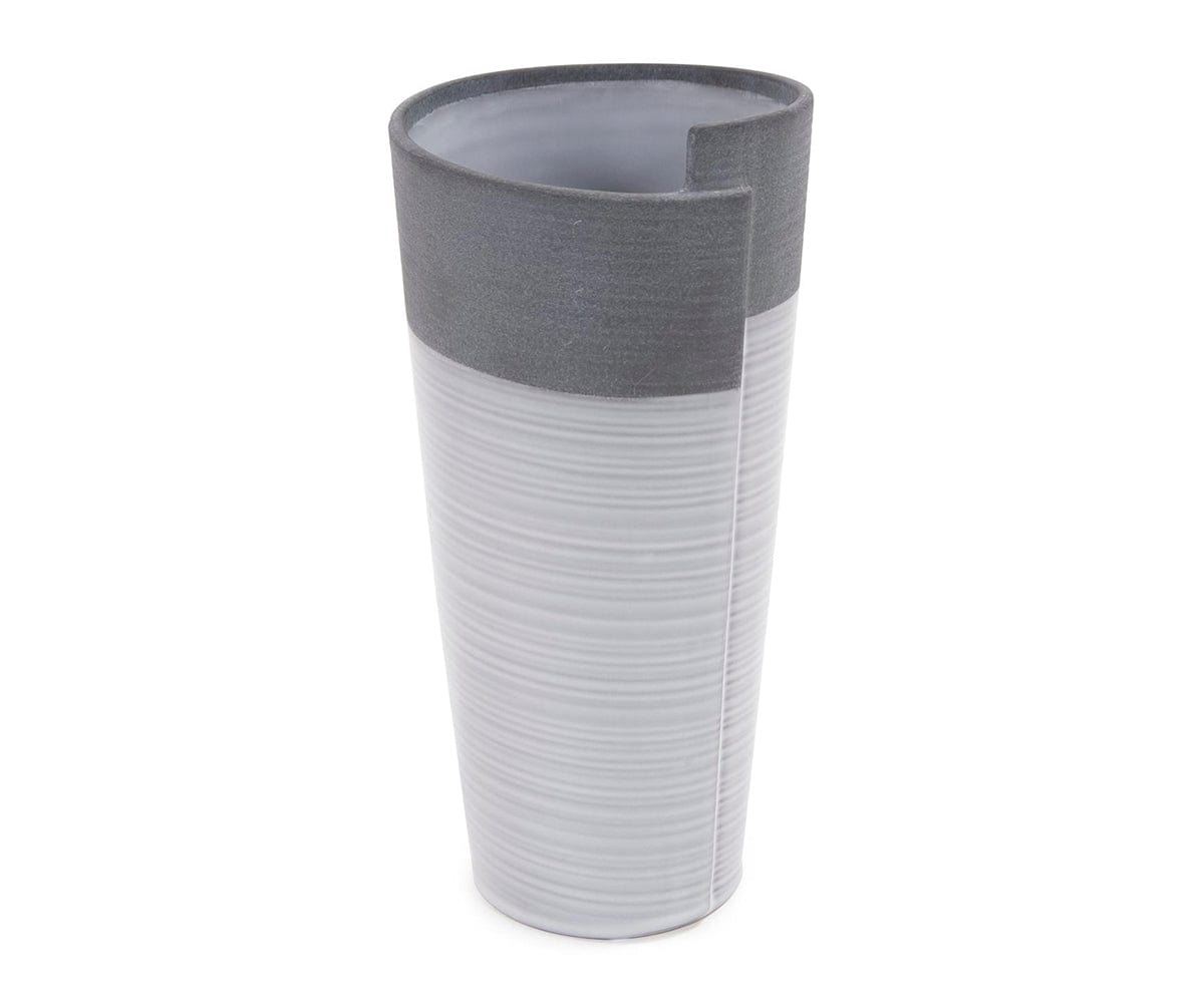 Elegant Rolled Two Tone Vase - Handcrafted Ceramic Home Decor for Living Room, Bedroom & Wedding Centerpieces
