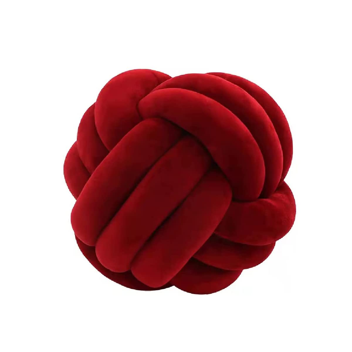 BYITRE 14-inch Dark Red Soft Knot Ball Pillow - Handmade Round Plush Throw Cushion for Sofa, Bed, Nursery Decor - Cozy Home Decoration & Gift Idea