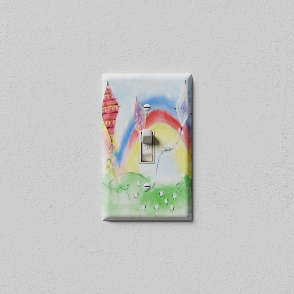 Rainbow Kite Light Switch Cover - Toggle Wall Plate for Kids Room Decor