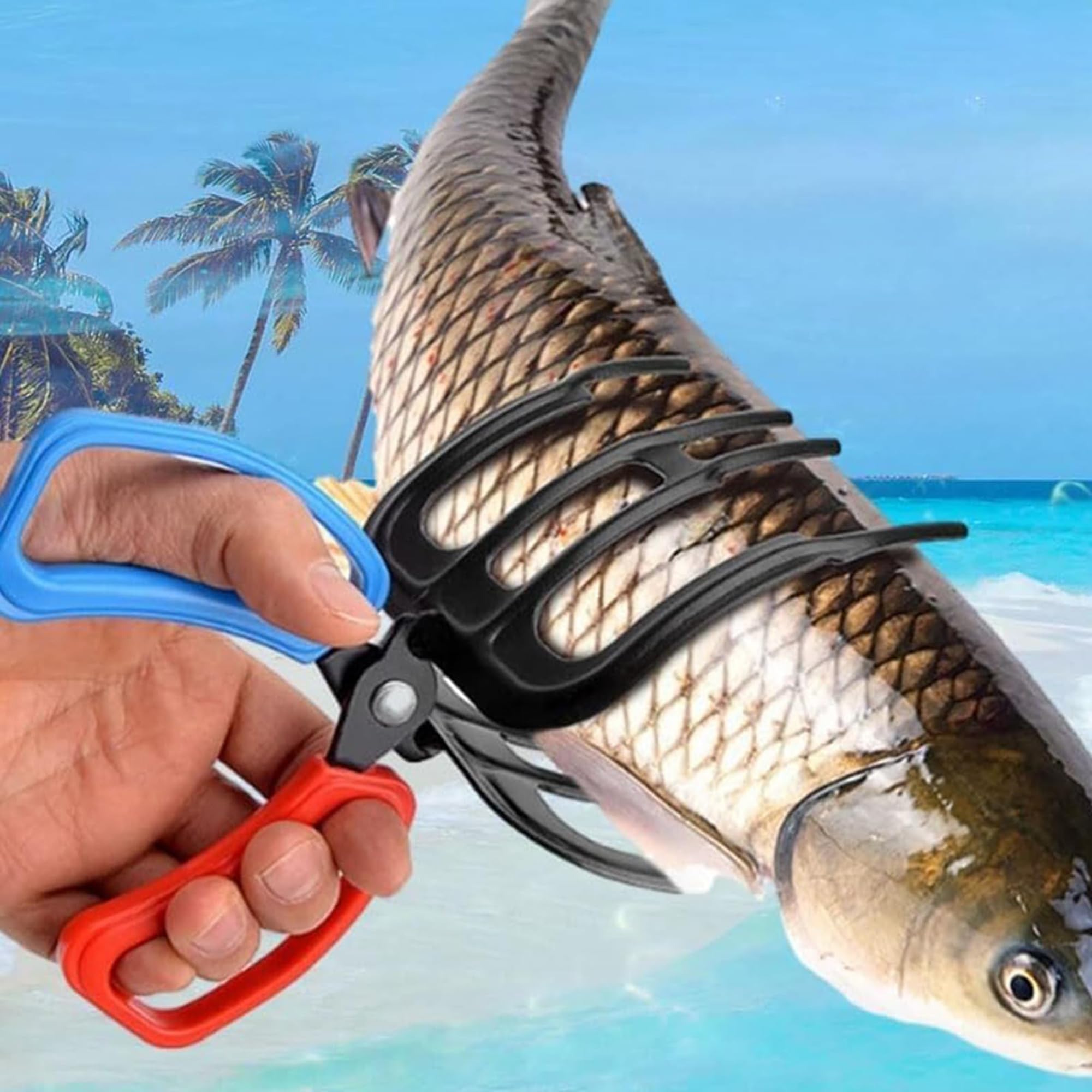 Nezababy Fishing Pliers - Stainless Steel Fish Gripper Tool with 3 Teeth Claw, Fish Control Clamp for Secure Catch | Perfect for Saltwater Fishing, Kayak Fishing, and Catch & Release