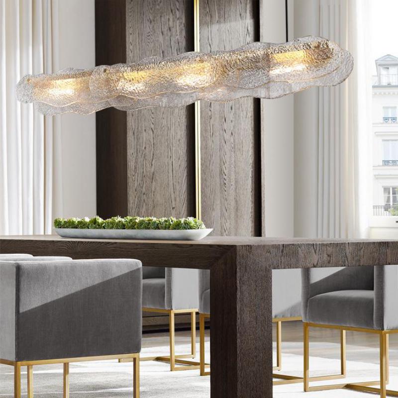 Exquisite Water Ripple Glass Art Chandelier - Unique Handcrafted Ceiling Light for Living Room, Dining Room & Bedroom Decor