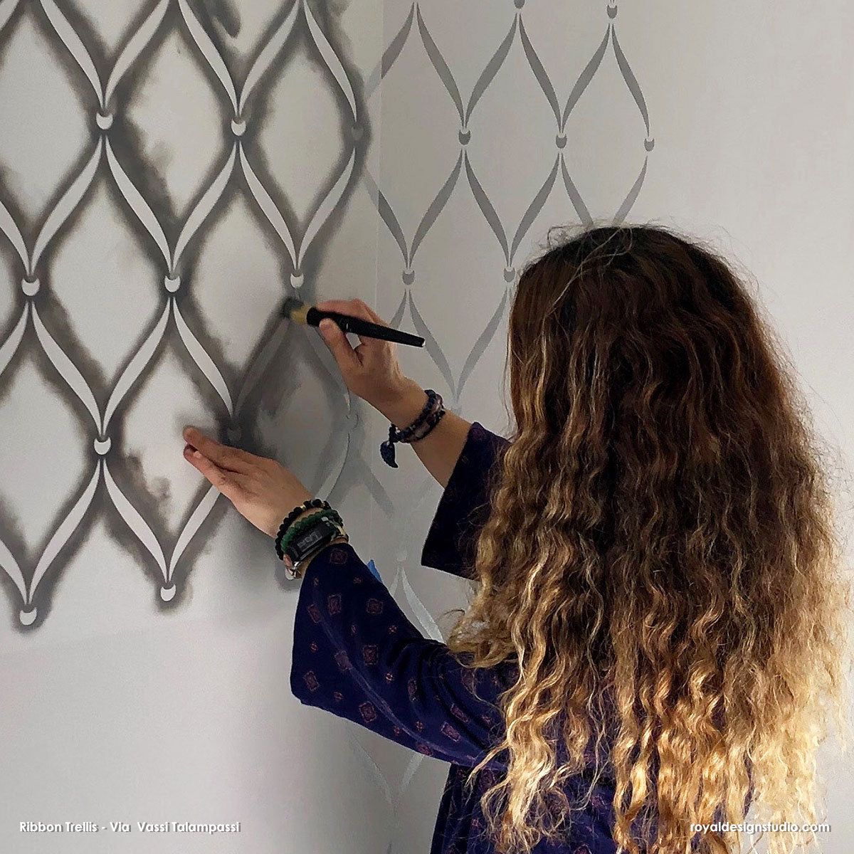 Ribbon Lattice Wall Stencil - Reusable DIY Painting Template for Home Decor, Crafts & Furniture - Perfect for Bedroom, Nursery, Living Room Accent Walls
