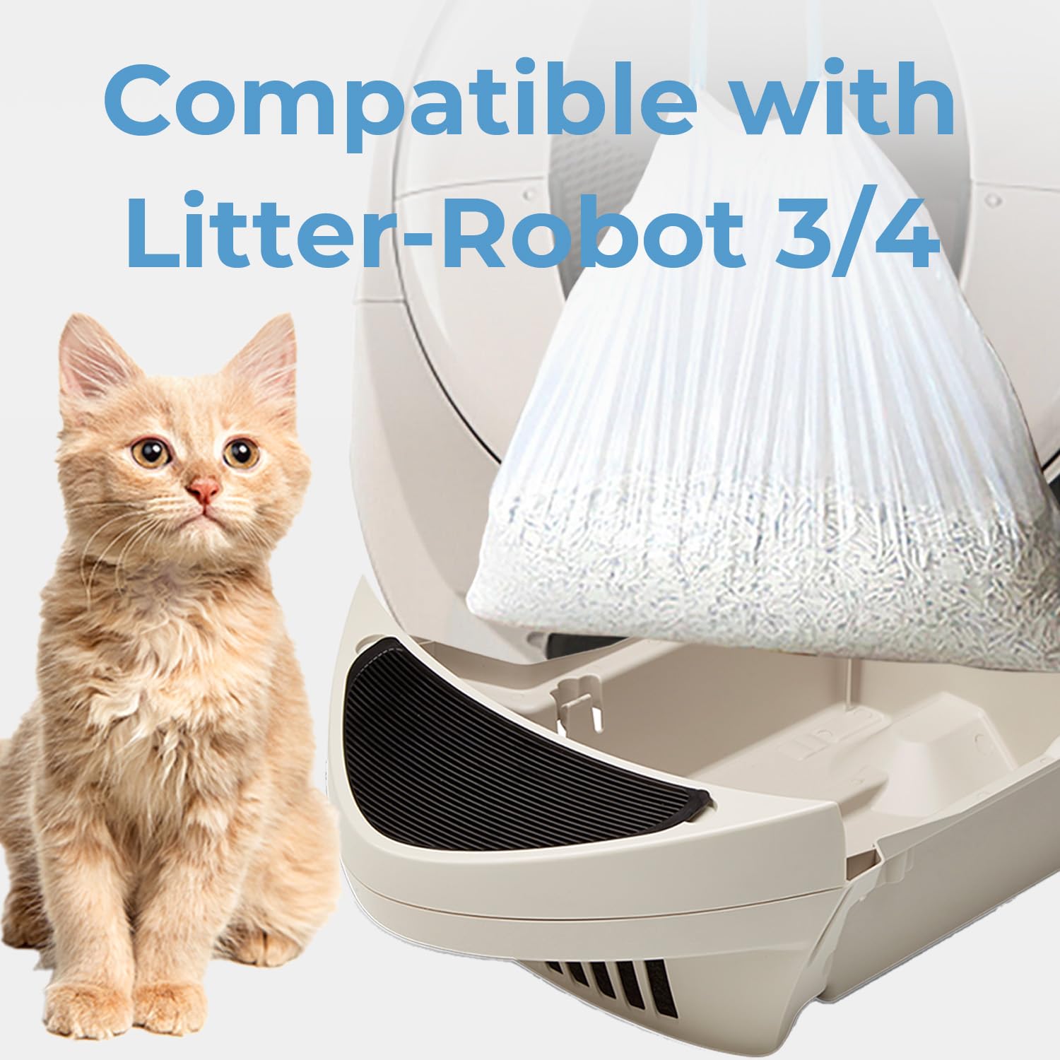 120 Pack Heavy Duty Cat Litter Bags with Drawstring - Compatible with Litter-Robot 3/4, Odor Control Waste Bags for Automatic Litter Box - Perfect for Daily Pet Waste Disposal & Litter Box Maintenance