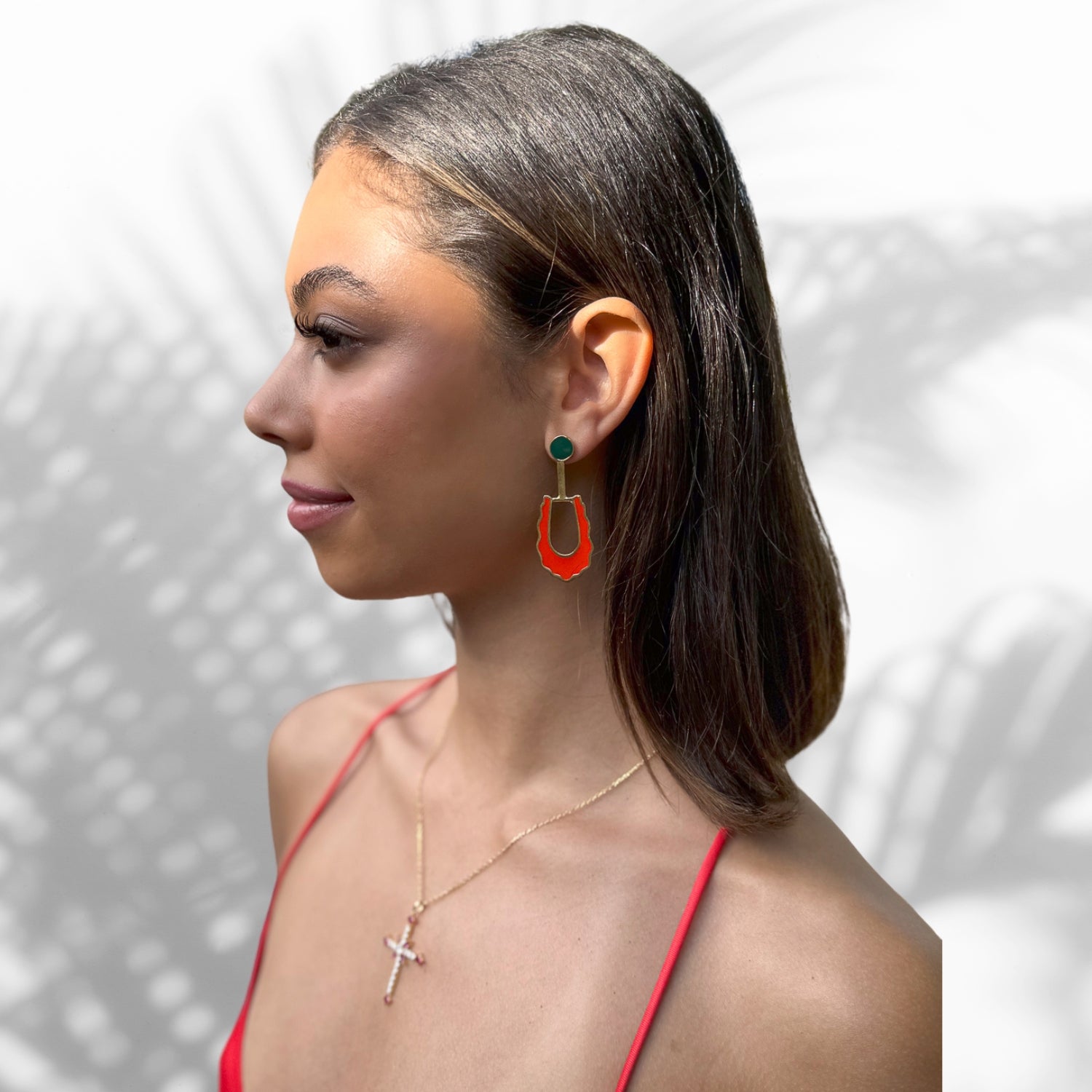 Bohemian Red & Green Enamel Dangle Earrings for Women - Handmade Unique Jewelry Gift for Christmas, Party & Festival Accessories