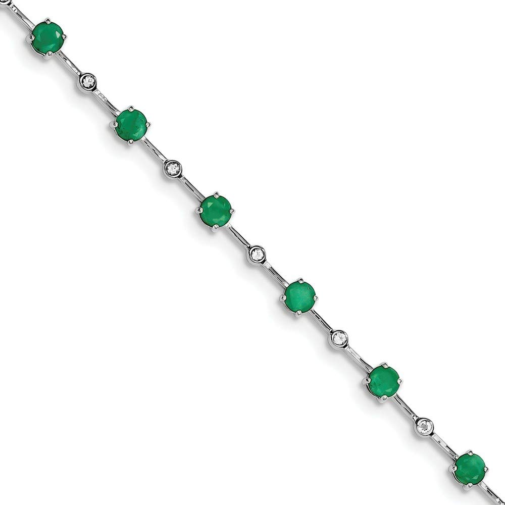 Roy Rose Jewelry Sterling Silver Emerald Bracelet for Women - 7 Inch Adjustable Length, Elegant Green Gemstone Jewelry Gift for Birthday, Anniversary (Perfect for Parties, Weddings & Special Occasions)