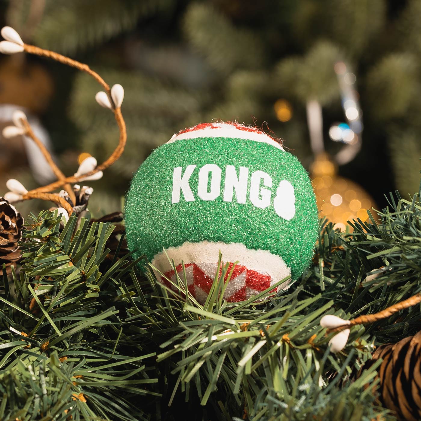 KONG Holiday Dog Chew Toys - 4 Pack Durable Rubber Balls for Chewing, Fetch & Play - Christmas, Thanksgiving & New Year Pet Gifts for Small & Large Dogs