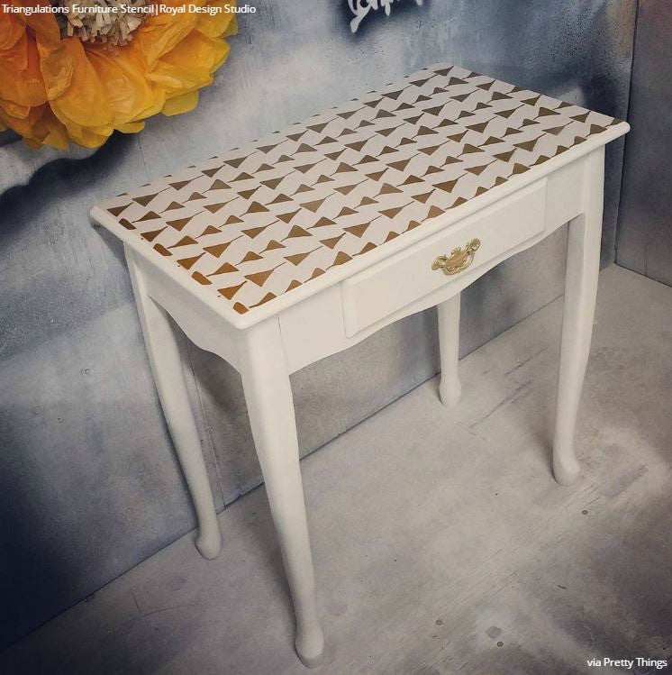 Triangulations Furniture Stencil - Geometric Wood Painting Template for DIY Home Decor, Cabinets & Walls | Perfect for Crafts, Upcycling & Interior Design Projects