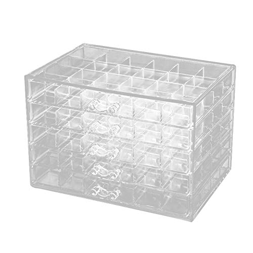 GLOA 120 Grids Clear Acrylic Nail Polish Organizer - Transparent Makeup Jewelry Storage Box for Salon, Home & Travel Display