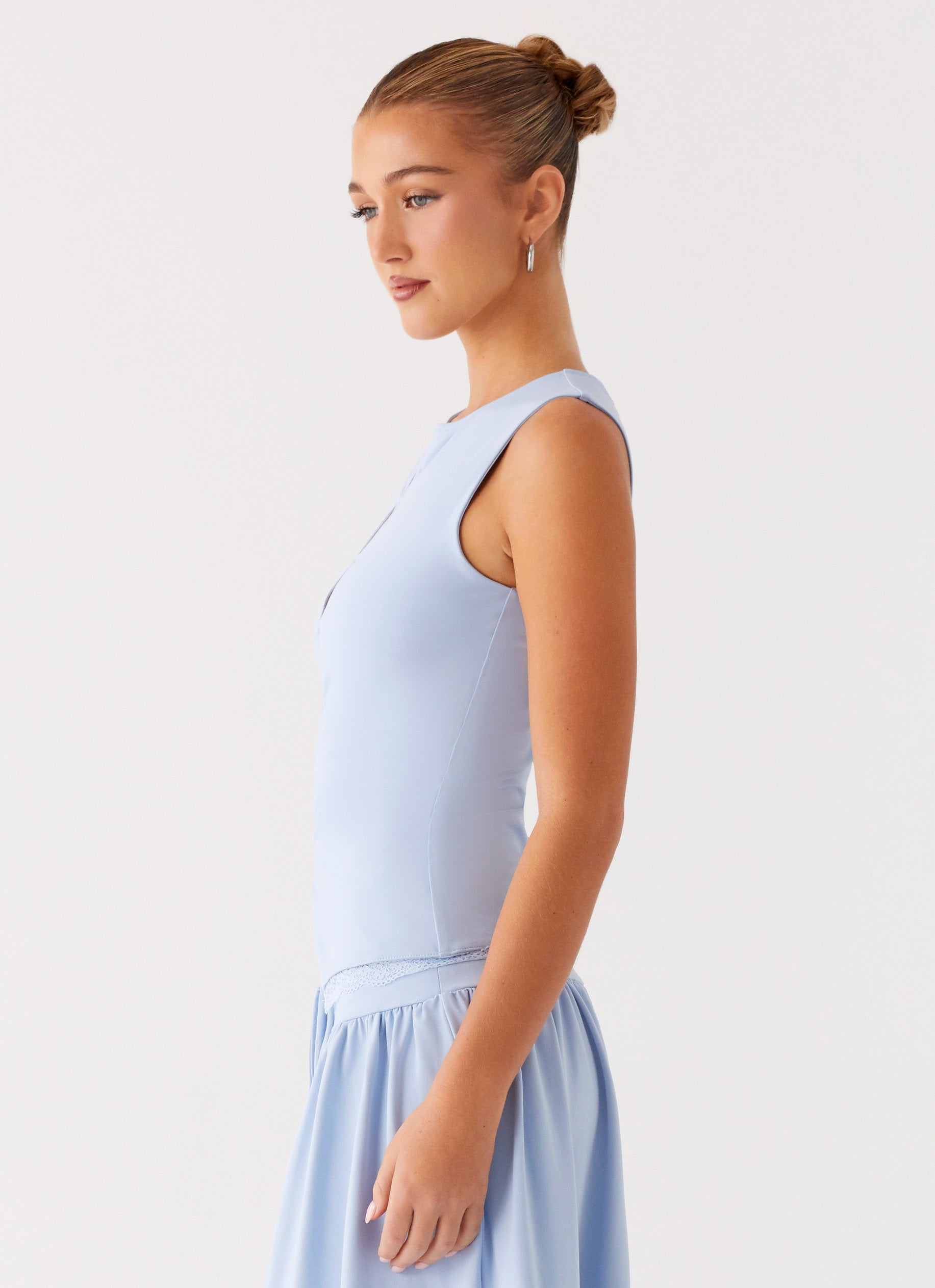Dawn Drift Top Women's Blue Flowy Blouse - Perfect for Casual Outings, Beach Cover-ups & Summer Fashion