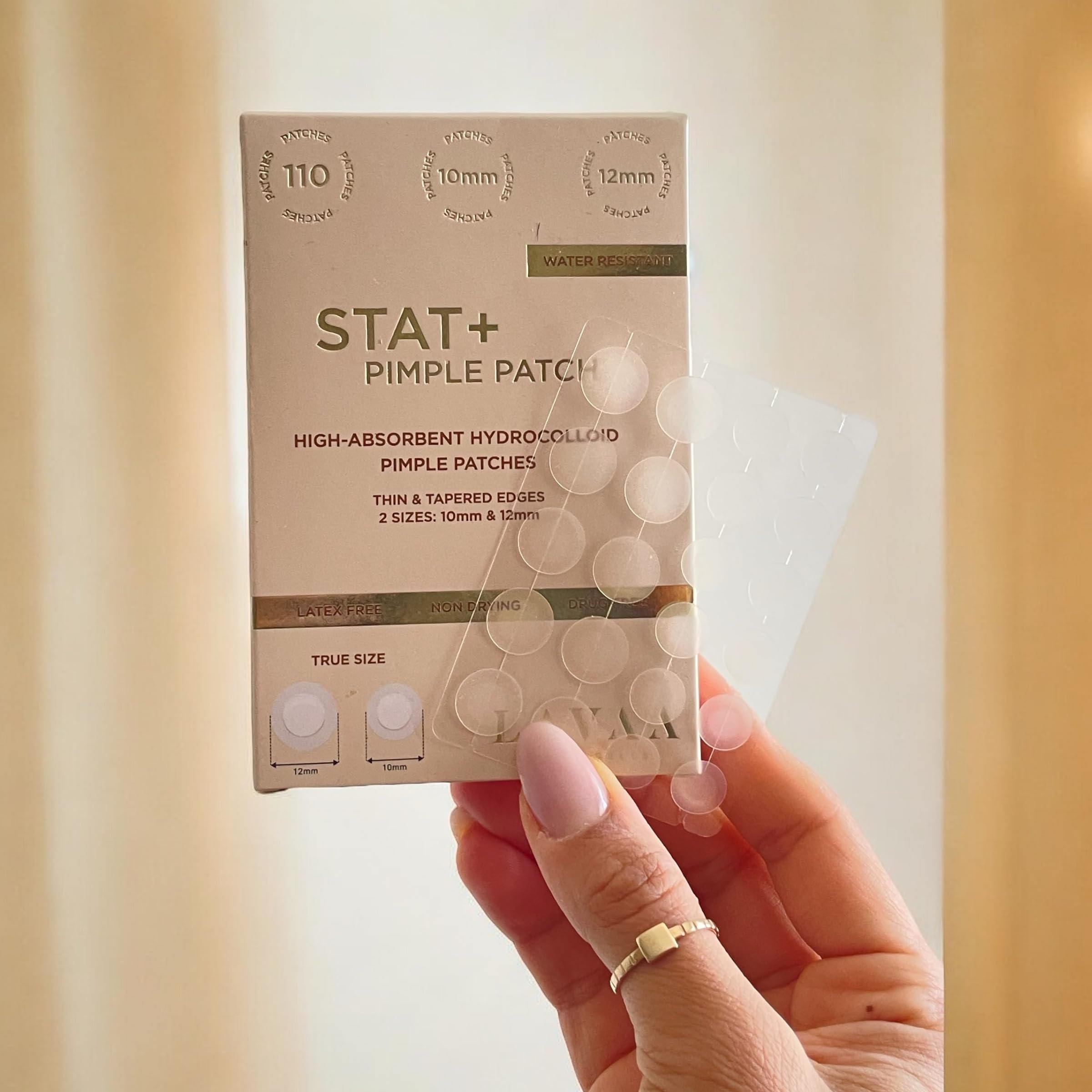 STAT+ Pimple Patches 110 Count - High Absorbency Hydrocolloid Acne Patches for Face (10mm & 12mm) - Overnight Spot Treatment for Cystic Acne & Whiteheads - Clear Skin Care for Teens & Adults