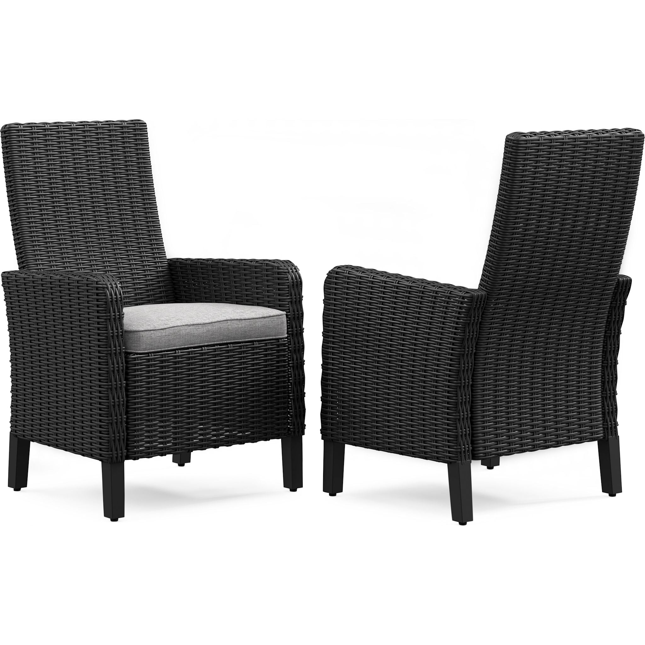 Beachcroft Outdoor Arm Chair with Cushion (Set of 2) - Waterproof Patio Furniture, Black/Light Gray - Perfect for Poolside, Garden, Deck & Backyard Relaxation