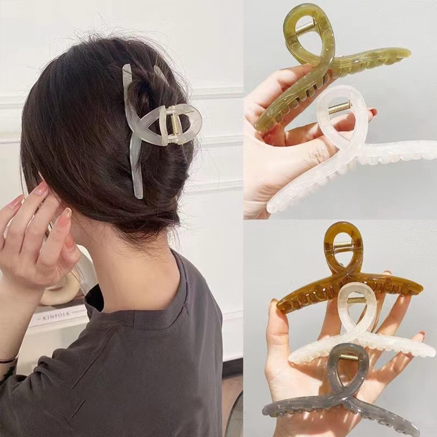 KENDRICK Large Butterfly Hair Claw Clips for Women & Girls - Big Jelly Hair Clips for Long Thick Hair (6-Pack, Free Shipping) - Perfect for Updos, Ponytails & Everyday Hairstyles