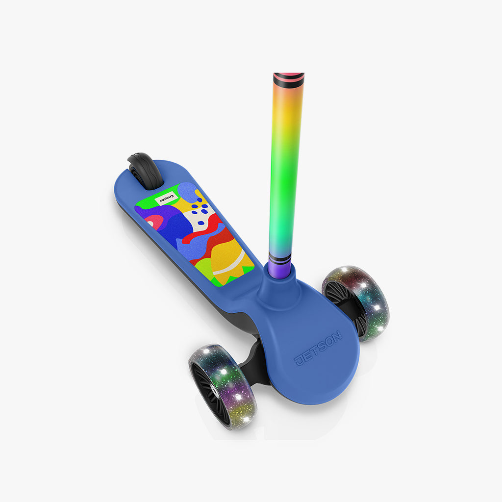 Crayola Customizable Kick Scooter for Kids - Adjustable Height 3 Wheel Scooter with LED Lights - Perfect for Outdoor Play, Commuting & Neighborhood Rides