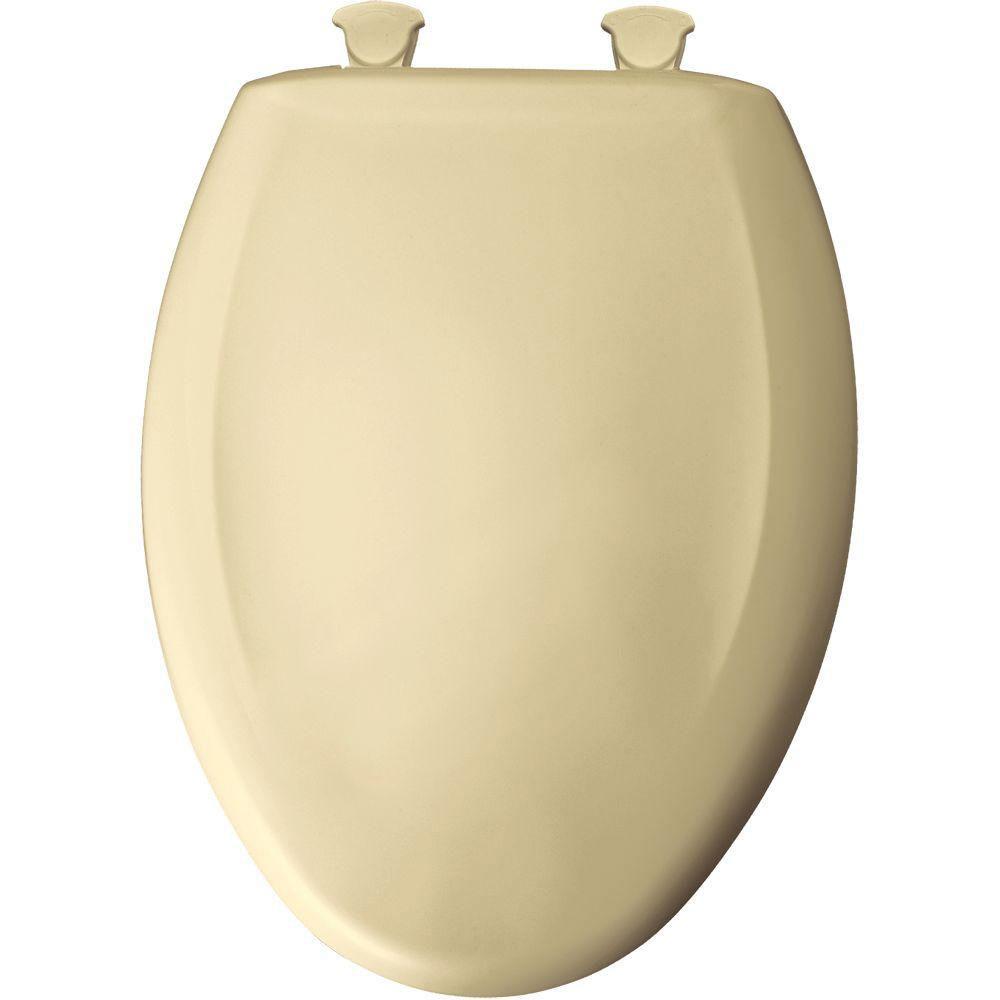 Bemis Slow Close STA TITE Elongated Toilet Seat - Soft Close Hinges, Durable Plastic, Vanilla Color 784533 - Perfect for Bathroom Upgrade & Home Renovation