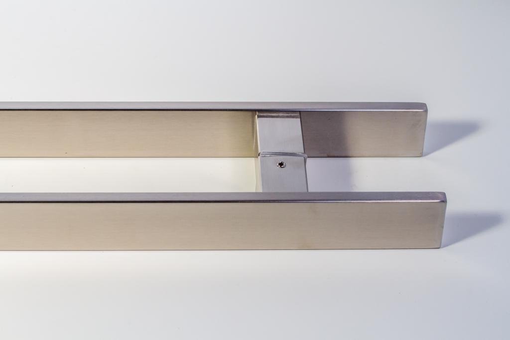 32 Inch Stainless Steel Door Handles - Brushed Nickel Satin Finish, Modern Back-to-Back Front Handle Pulls for Wood, Glass, Metal Doors - Home, Office, Shop, Shower & Barn Use - Durable Flat Rectangle Bar Design for Smooth Operation