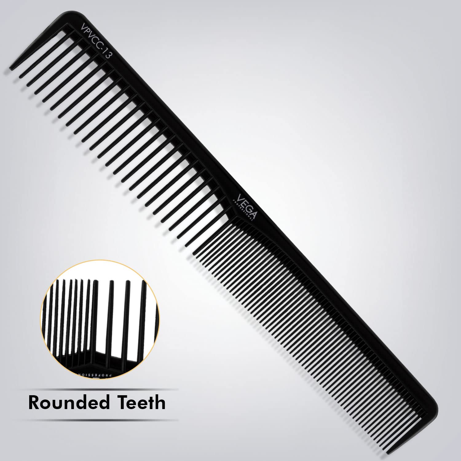 VEGA PROFESSIONAL Styling Comb - Carbon Anti-Static Hair Comb for Smooth Detangling & Styling (VPVCC-13) - Perfect for Salon, Home Use & Travel Hair Care