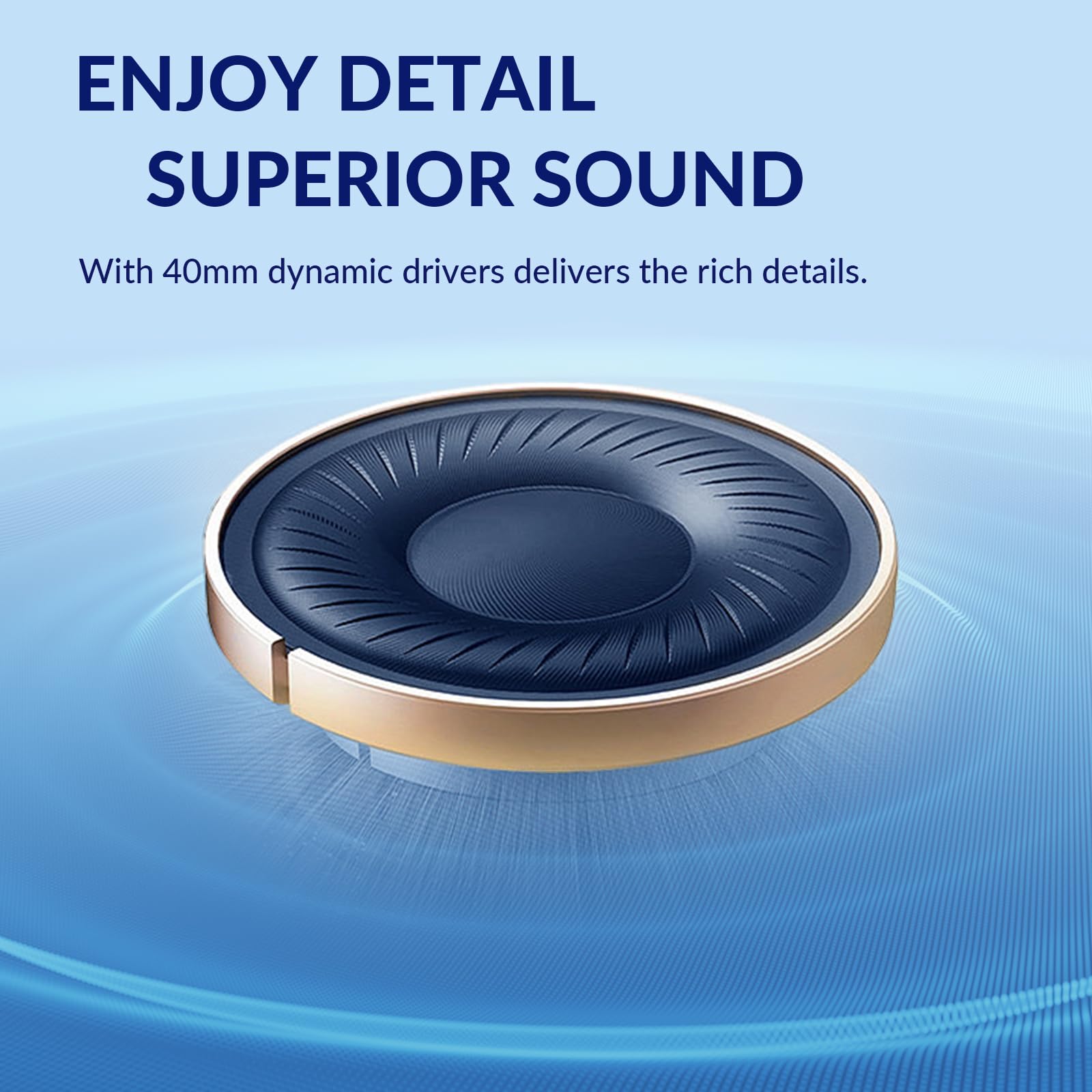 TONEMAC H3 Wireless Over-Ear Headphones with Adaptive Noise Cancelling, 80H Playtime, Foldable Design - Perfect for Gym, Travel, Home Office & Commuting
