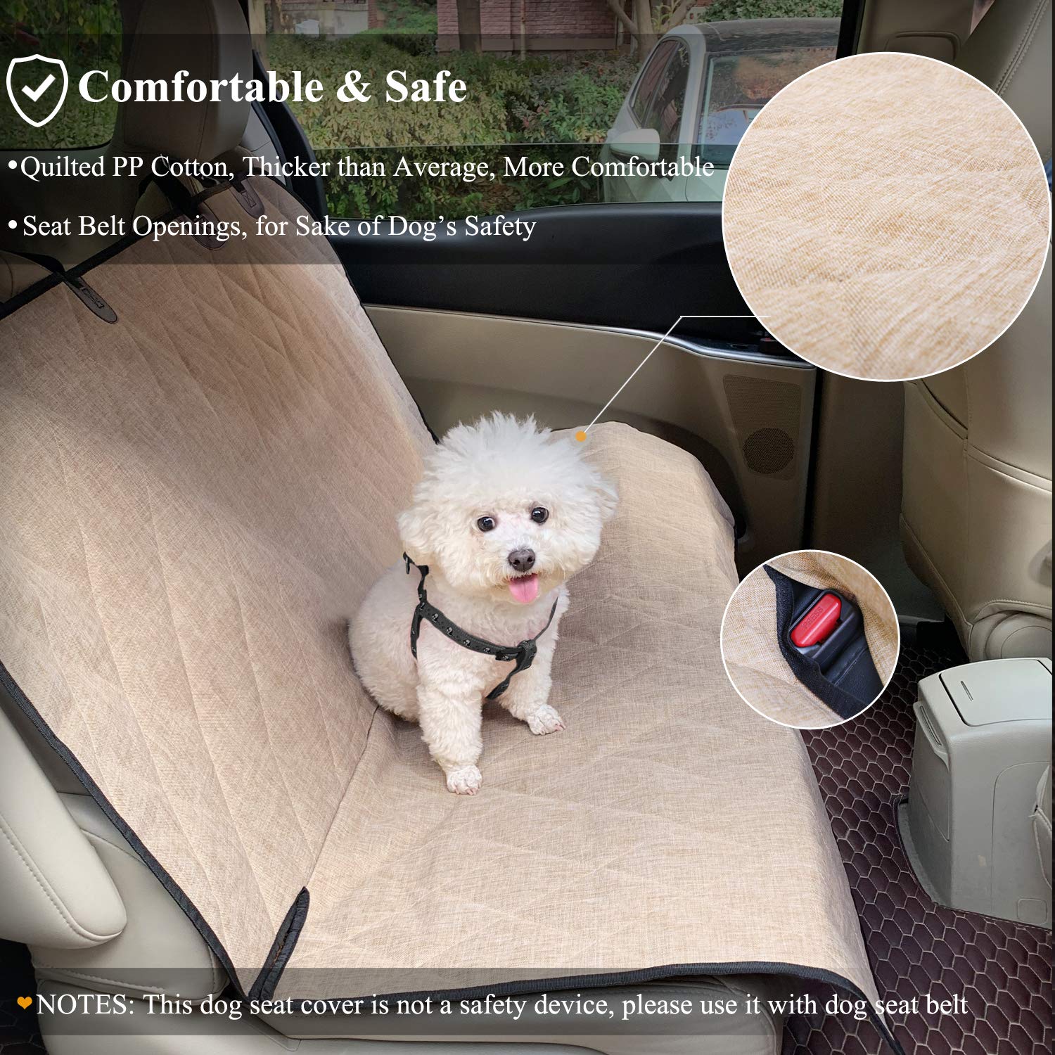 VIVAGLORY Waterproof Dog Seat Cover for Cars - Heavy Duty Pet Bench Protector with Anti-Slip Backing, 46